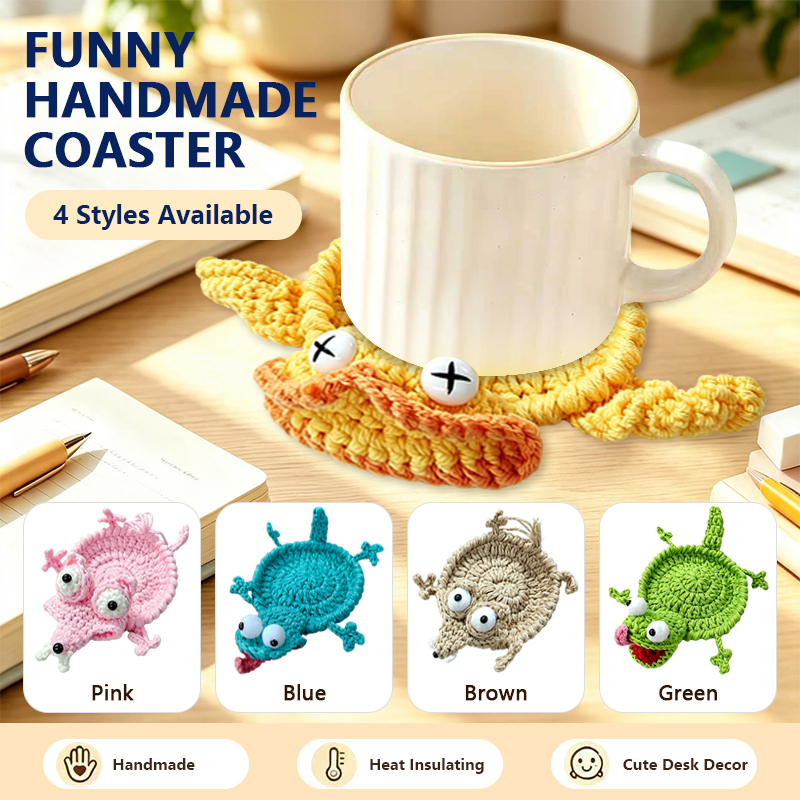Coffee Tea In Chinese - حامل أكواب حيوانات كروشيه لطيف مصنوع