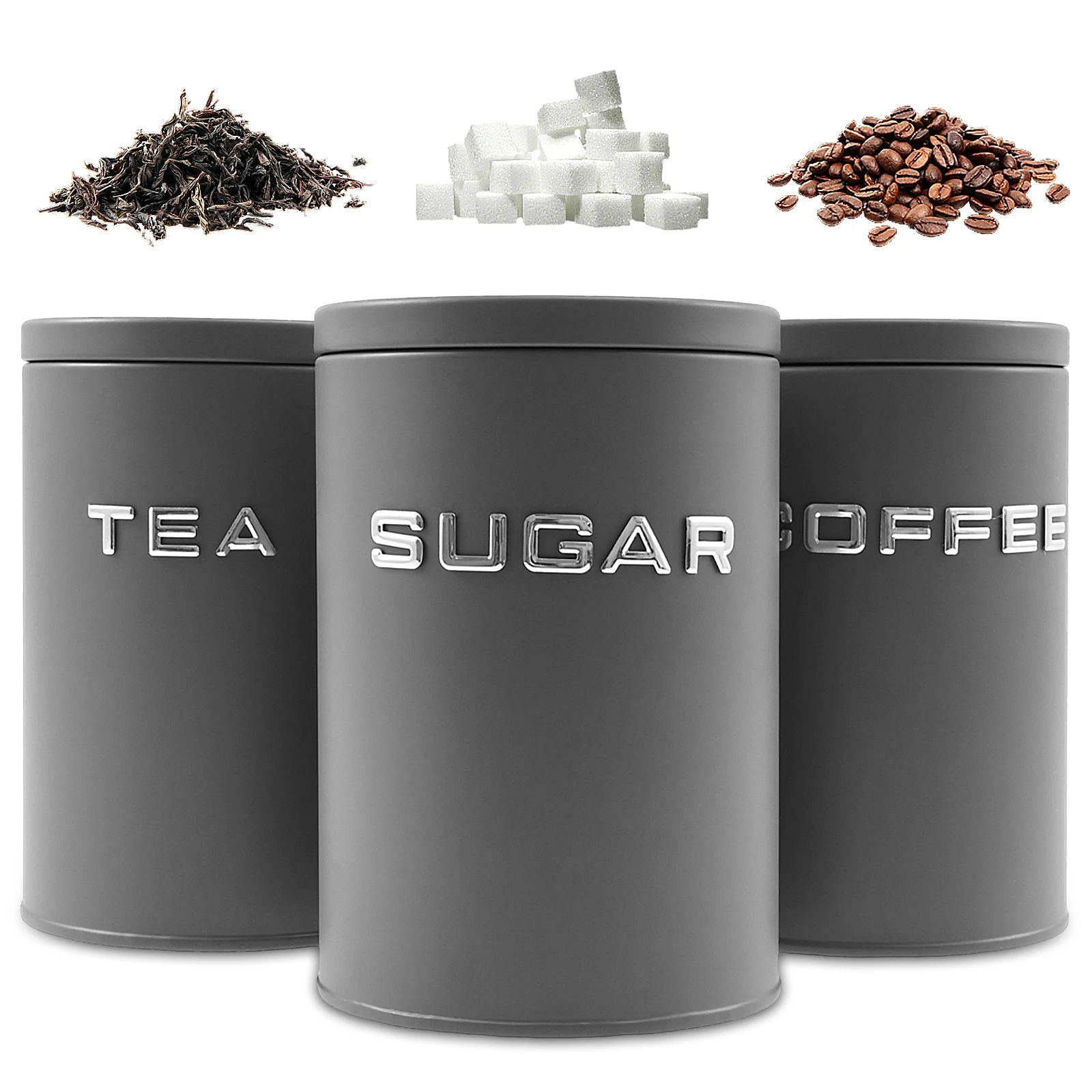 Coffee Tea Sugar Canisters - 3 قطعة علبة الشاي والقهوة والسكر