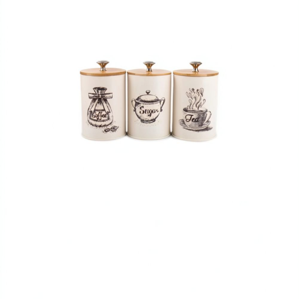 Coffee Tea Sugar Canisters - علبة تخزين معدنية عصرية بتصميم بسيط،