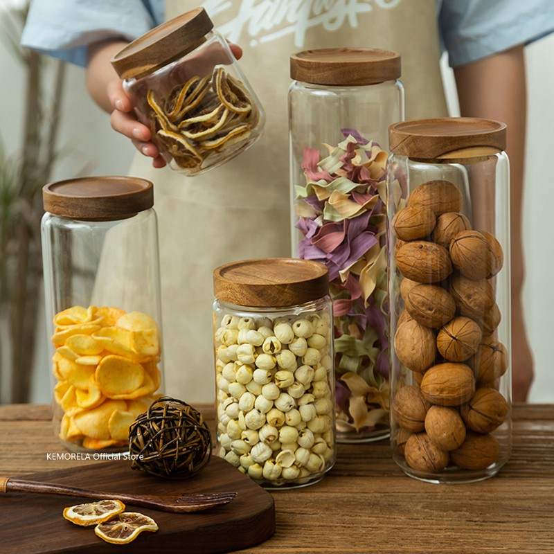 غطاء خشبي زجاجي محكم علبة المط - مراجعة Coffee Tea Canister Set وسعره