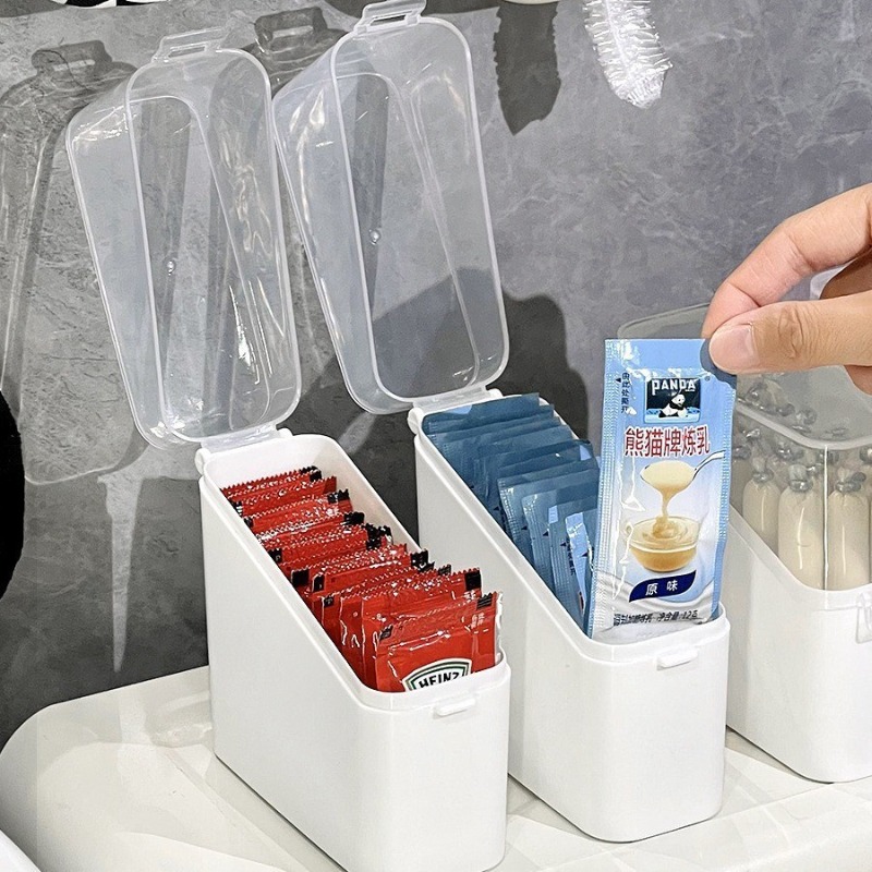 صندوق تخزين بغطاء شفاف مائل عل - مراجعة Coffee Tea Organizer وسعره