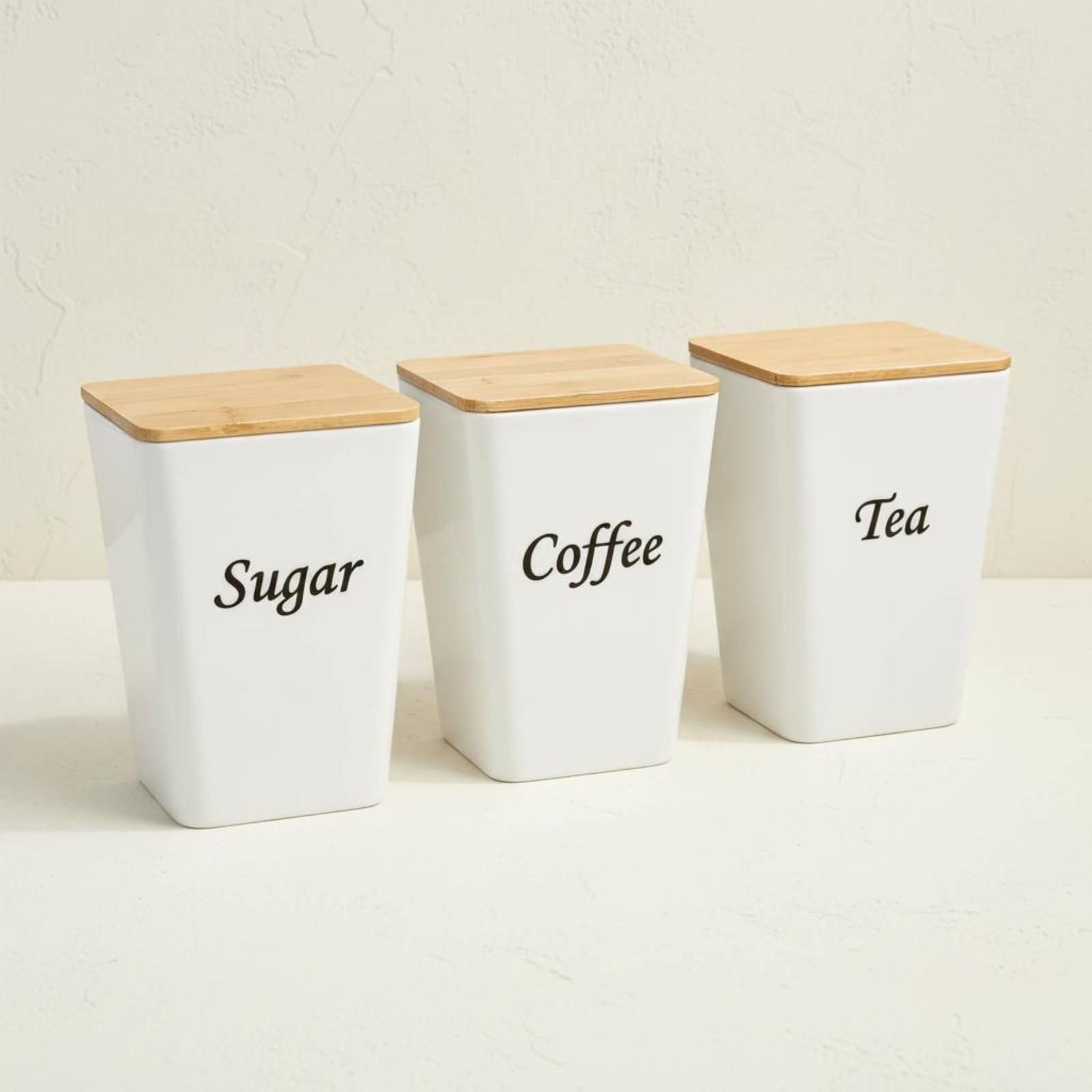 مجموعة علب معدنية بغطاء من الخ - مراجعة Coffee Tea Sugar Canisters وسعره