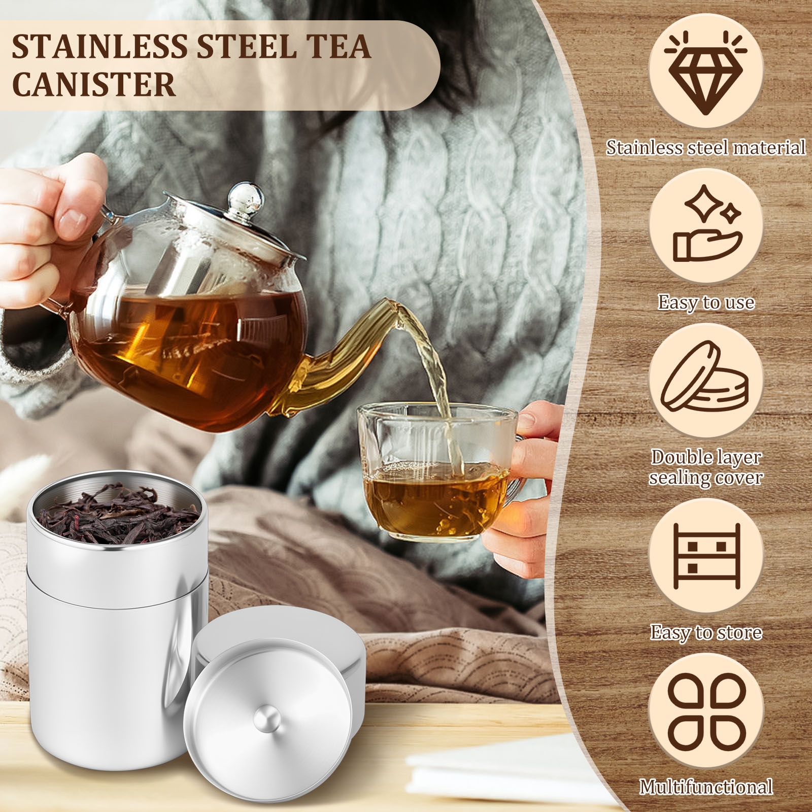 الفولاذ المقاوم للصدأ أوراق ال - مراجعة Coffee Tea Sugar وسعره
