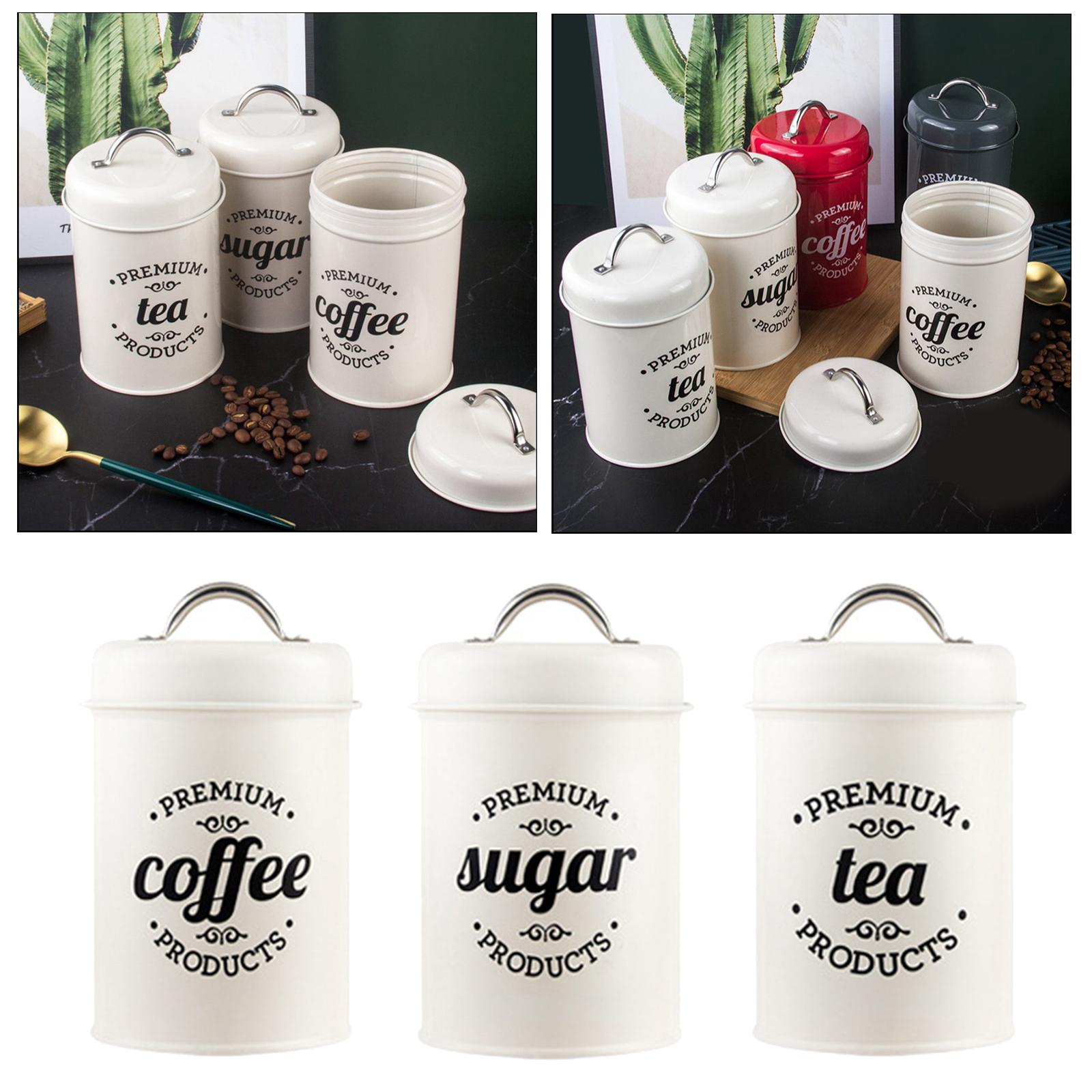 مجموعة علب معدنية للمطبخ لتخزي - مراجعة Coffee Tea Sugar Canisters وسعره