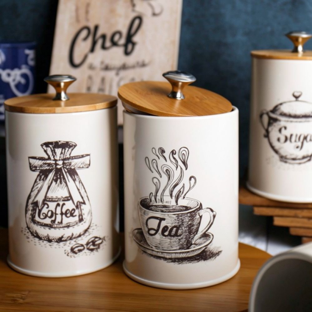 علبة تخزين معدنية عصرية بتصميم - مراجعة Coffee Tea Sugar Canisters وسعره